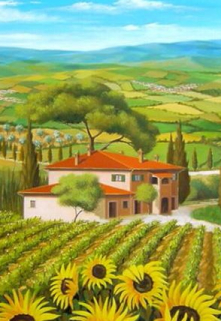 Поле с подсолнухами.